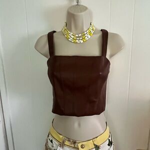 NWT | Jason Wu Brown Vegan Leather Corset Top Crop!!